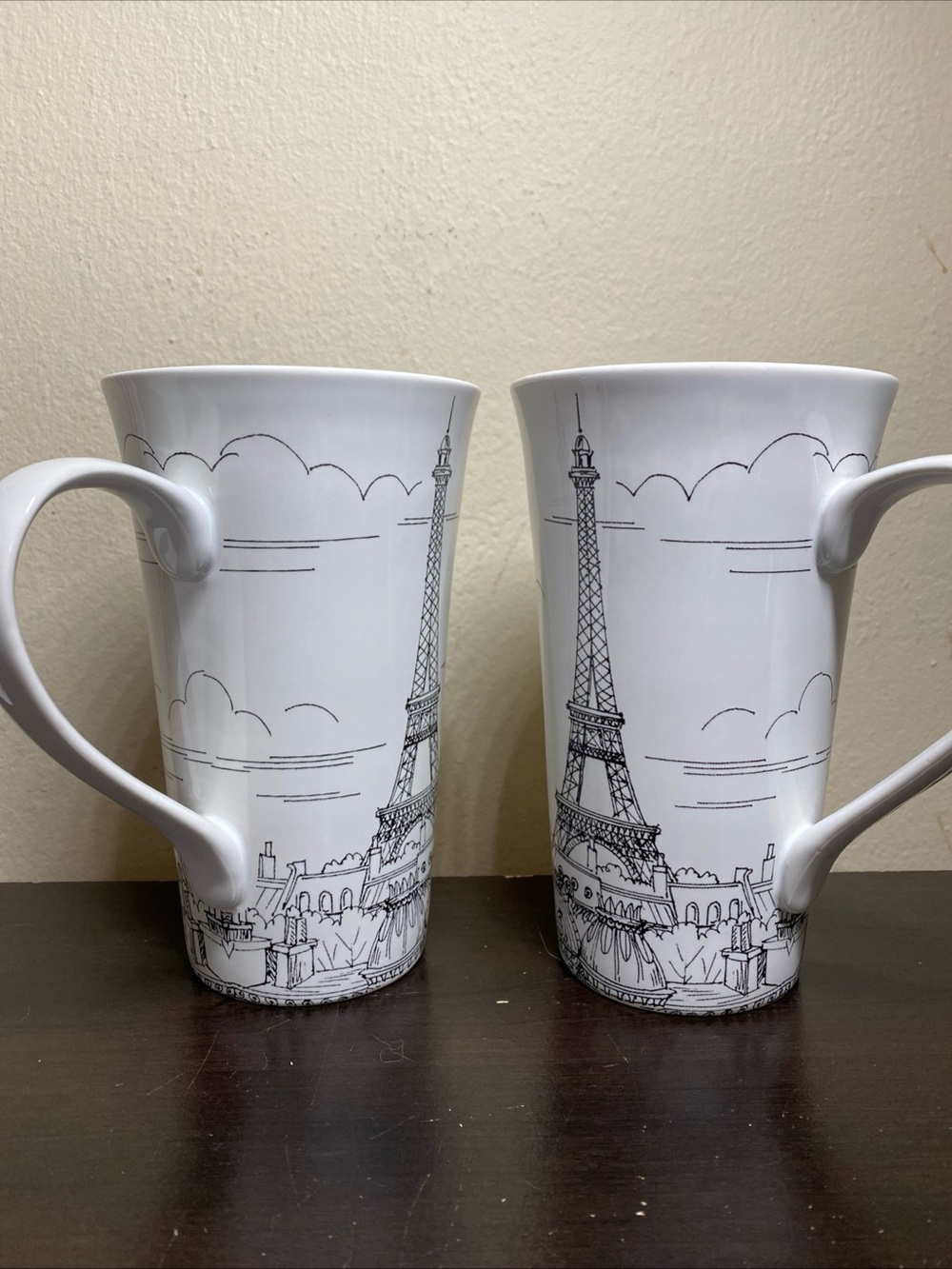 222 Fifth White Eiffel Tower Ceramic Mugs - Set of 2